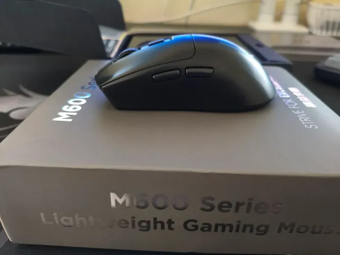 Mouse Gamer Delux M600 PRO PMW3395 Wireless 49g + Caixa + acessórios