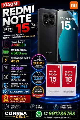 Xiaomi redmi note 15 Pró 4G NFC 512gb 12gb RAM Global lacrado na caixa com garantia 