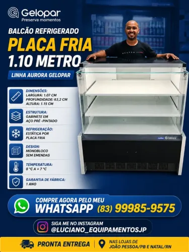 BALCÃO REFRIGERADO PLACA FRIA 1.10 METRO GELOPAR 