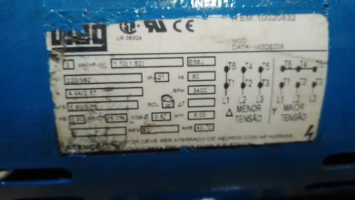 MOTOR WEG TRIF 1,5CV 220/380V COM CONTRADOR DE PRESSÃO