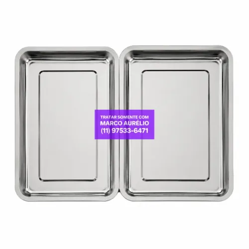 4x Bandejas de Aço Inox Polido 38x29CM e 35x26CM - R$ 100