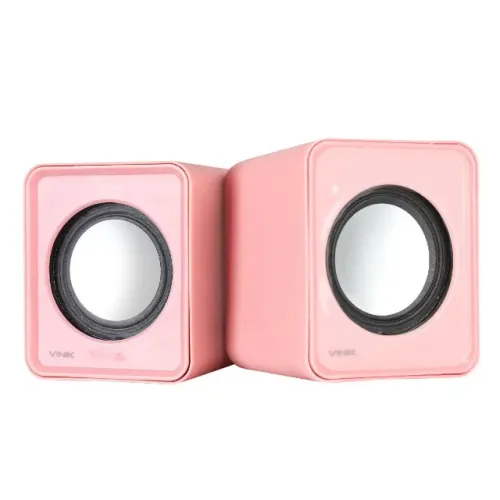 CAIXA DE SOM 2.0 USB 5V 2X 1W COM CONTROLADOR DE VOLUME ROSA