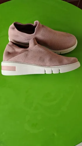 Tênis Bege Tricot Detalhe Sola Usaflex Novo Sem Uso