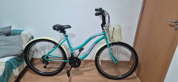 Bicicleta Passeio Aro 26 Dalannio Beach Retrô Azul Turquesa 