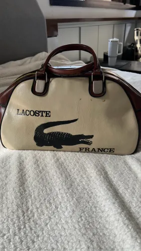 Valise Lacoste estilo vintage - bege e marrom - 59 cm