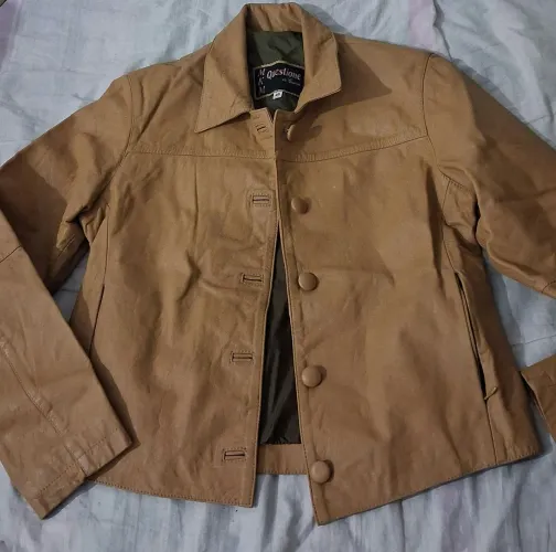 Jaqueta couro legítimo caramelo marrom 40