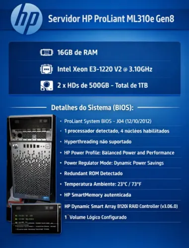 2 Servidores HP ProLiant ML310e Gen8 - Intel Xeon - os dois por 1.100,00