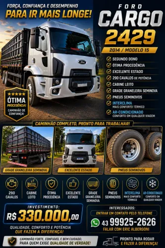 Caminhão Ford Cargo 2429 completo raridade ótimo estado super conservado