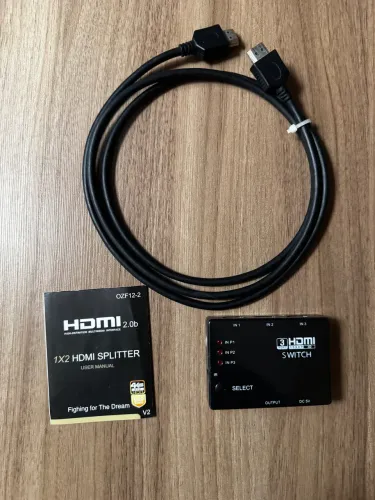 Switch HDMI 3 Entradas x 1 Saída + Cabo HDMI - Suporta Full HD