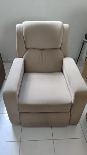 Poltrona do Papai Reclinável - Bege Suede (Super Confortável)