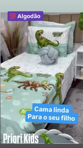 Jogo de lençol dinossauro 3 peças ? Algodão