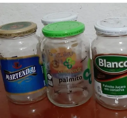 100 vidros vazios de palmito para artesanato 