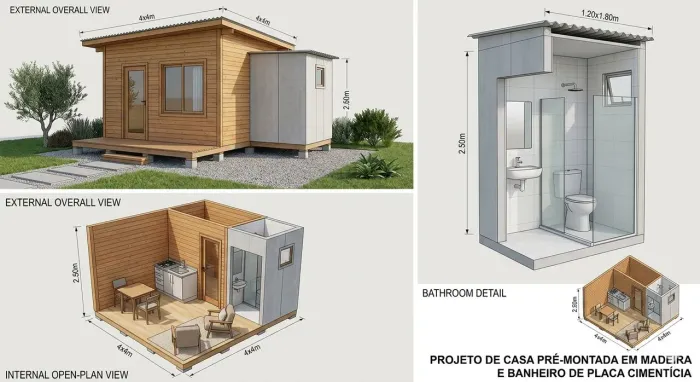 Casa de madeira pré montada pronto em 7 dias.