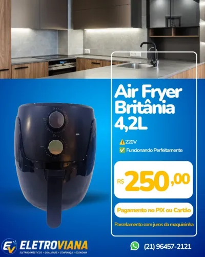 Air Fryer Britânia 4,2L (220V) - NOVA (Sem Uso!)