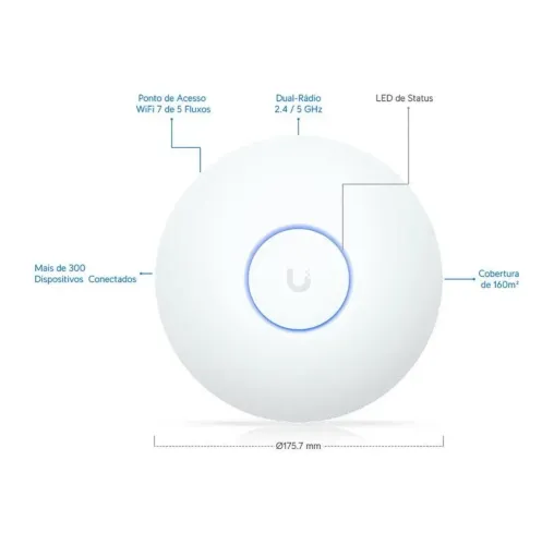 Access Point Ubiquiti Unifi U7-LR, Wi-Fi 7, Porta 2.5GbE, Sem Fonte U7-LR