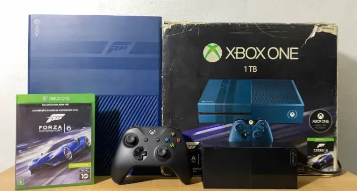 Xbox One 1Tb Forza Motorsport 6 Caixa Serial Controle Original Padrão Pronto pro jogo