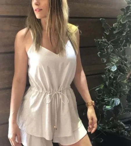 Macaquinho Feminino Hering em Linho com Amarração - Tam M | Desapego