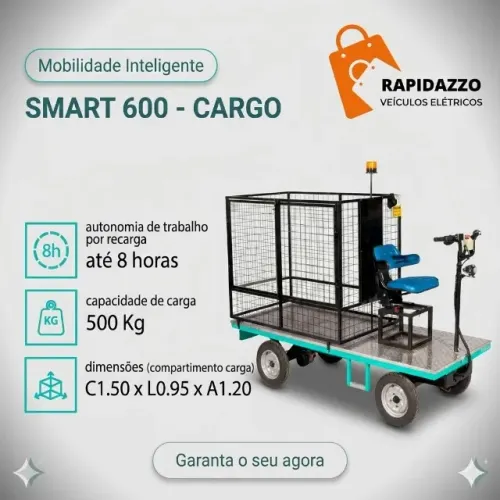 SMART 600 Cargo Elétrico | Veículo de Carga 500kg | Autonomia 8h