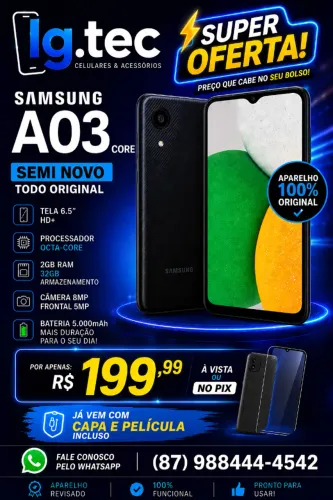Pra vender logo aparelho a03 core Semi Novo