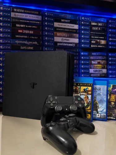 PS4 Slim 1TB + 2 Controles + Jogos + Excelente Estado