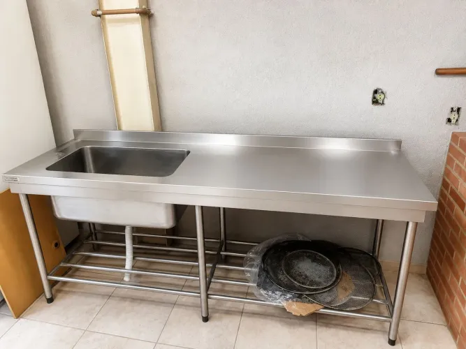 Pia De Inox Industrial 160x60x90 Cm Cuba Esquerda Nortinox