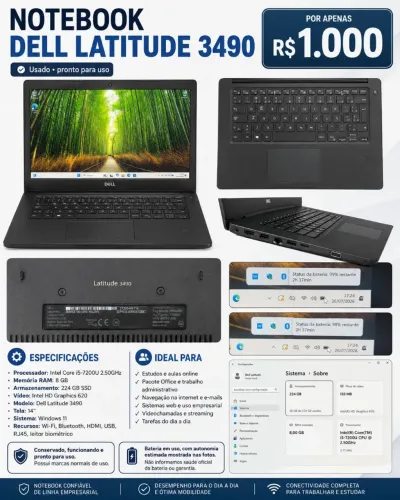 Notebook Dell Latitude 3490 I5, 7° 8gb ram