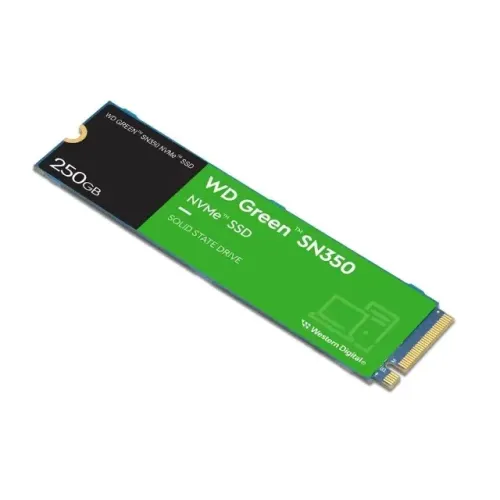 SSD M.2 250GB WD Green SN350 NVMe 2280 (Leitura até 2400MB/s e Gravação até 1500MB/s)