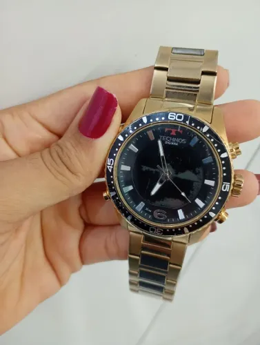 Relógio Technos Masculino Ts Anadigi Dourado <br>