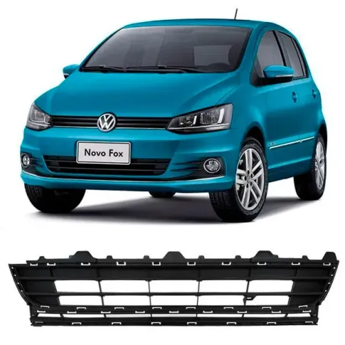 Grade Parachoque Volkswagen Fox 2015 à 2022 - Central Preto - Abertura P/ Friso - Fipparts