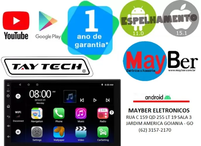 Multimídia Android  polegadas 2Din 