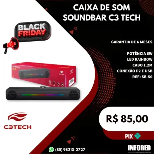 Caixa de som soundbar C3 Tech