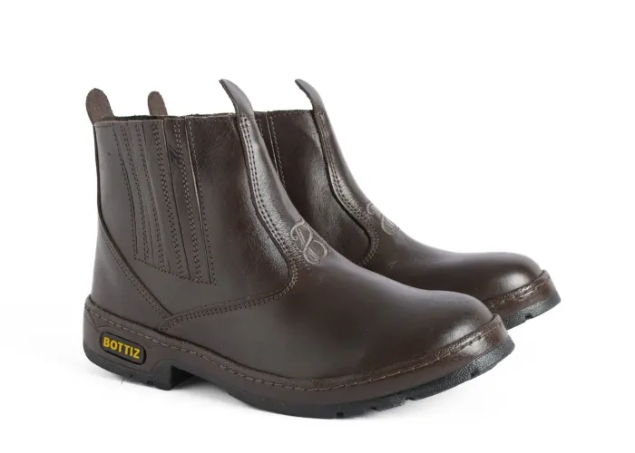 Botina Masculina Couro Country Elástico Chelsea Vaquejada