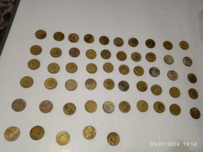 Moedas nacionais de 0,50 centavos décadas de 40 e 50 kit com 55 peças 