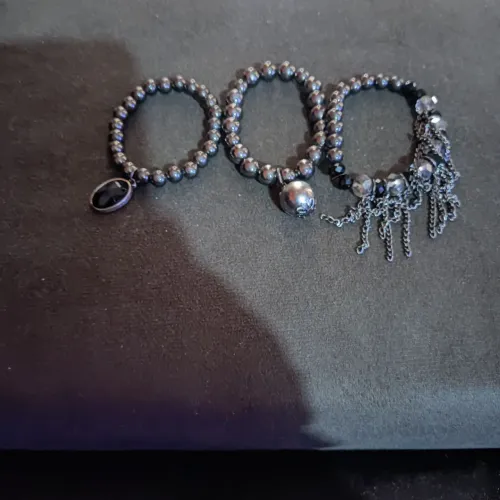 Kit 3 pulseiras preto grafite