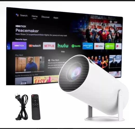 Mini Projetor Portátil Smart HY300 - Branco (110/220V)