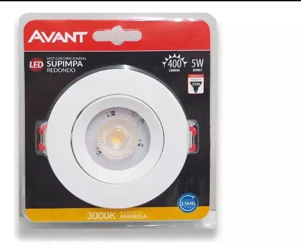 Spot LED Redondo 5W 400 Lumens Branco Quente 3000K - Avant