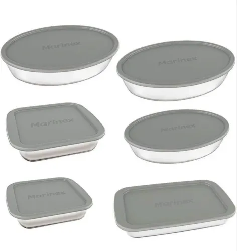Conjunto de 6 assadeiras com tampa Marinex