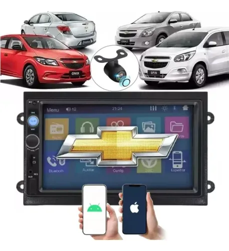 Multimidia 2 Din Onix Prisma Cobalt Spin com camera de re