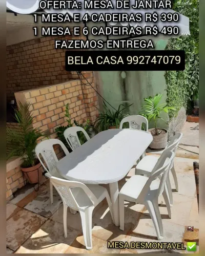 Mesa de JANTAR zb r Status com py Cadeiras yw ENTREGO HOJE | IMEDIATO