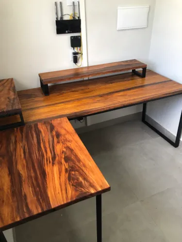 Mesa Industrial L em Madeira Nobre  