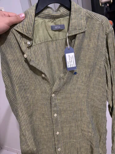 Camisa de Linho Listrada Italiana 