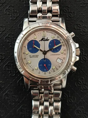 Relógio Mido Cronógrafo Sapphire 7023 Quartz ETA Suíça 100M