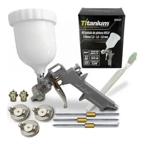 Pistola Pintura Gravidade 600ml 3 Bicos 1.2 1.5 1.8 Titanium