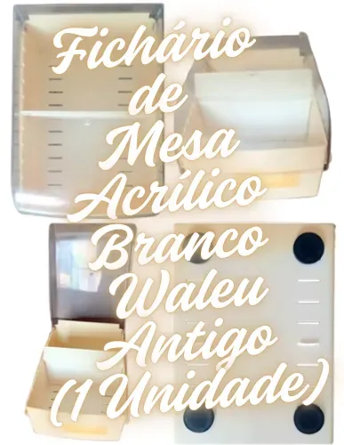 Fichário de Mesa Acrílico Branco Antigo 