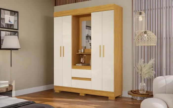 Guarda-Roupa Isabelly Capelinha 4 Portas 2 Gavetas