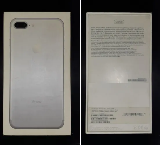 Caixa do iPhone 7 PLUS SILVER 128gb A1784 + Fone Ouvido + Carregad novo