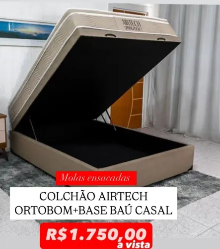 Colchão Airtech Ortobom + Base Baú Casal - R$1.750,00