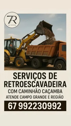Retroescavadeira e Caminhão
