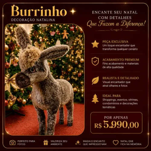  BURRINHO DECORATIVO EM PELÚCIA