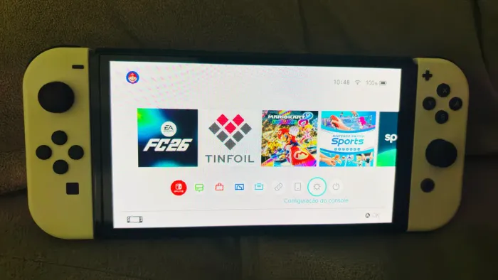 Nintendo Switch OLED Desbloqueado + 128GB | Completo e Pouco Uso